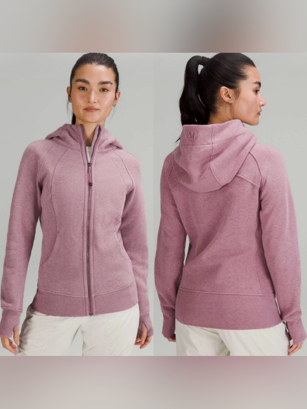 Lululemon Scuba Full-Zip Hoodie Heathered Velvet Dust Size 6